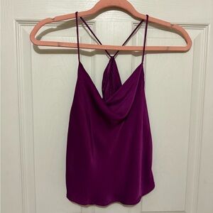 Zara Magenta Satin Cowl Neck Camisole